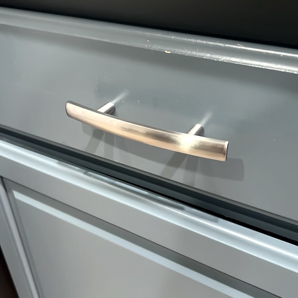 Modern “Caroline” satin nickel arch drawer and cabinet pulls - set of 6
